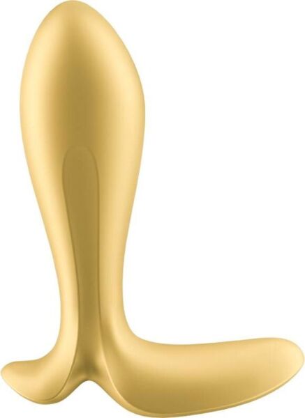 Vibračný análny kolík Satisfyer Intensity Plug v zlatej a fialovej farbe