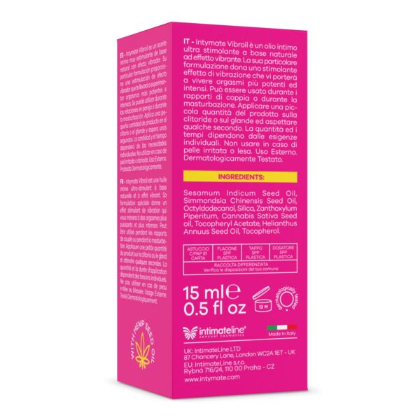 Flaštička s intímnym stimulačným olejom Intymate Vibroil od IntimateLine, 15 ml