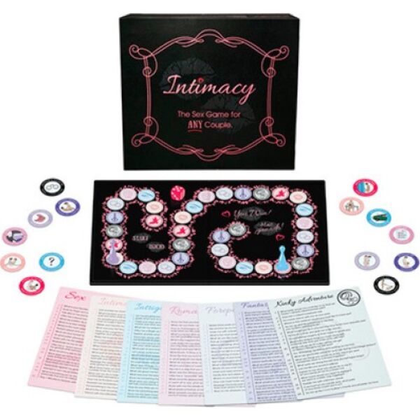 Stolová hra Kheper Games Intimacy s doskou, kockou, figúrkami a odmeňovacími mincami