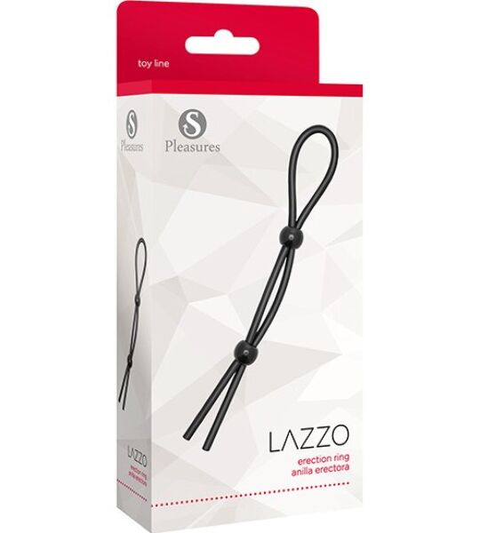 Erekčný krúžok S Pleasures Lazzo Ring v čiernej farbe s dvoma zapínacími guličkami