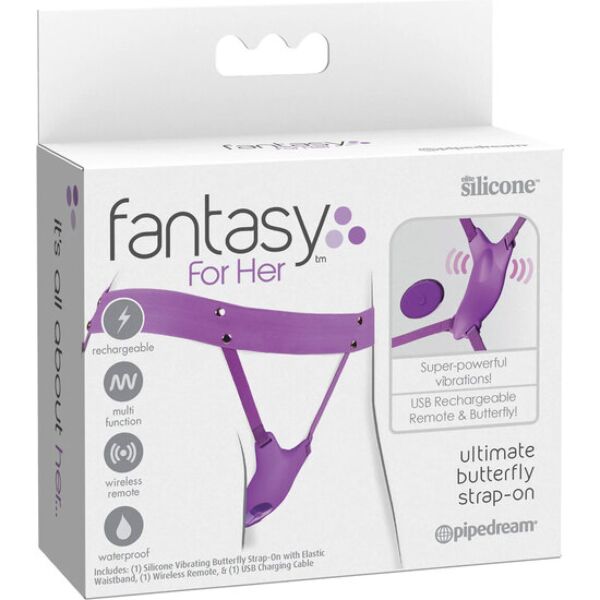Vibračný postroj Pipedream Ultimate Butterfly Strap-On so zakrivenou časťou a nastaviteľnými popruhmi