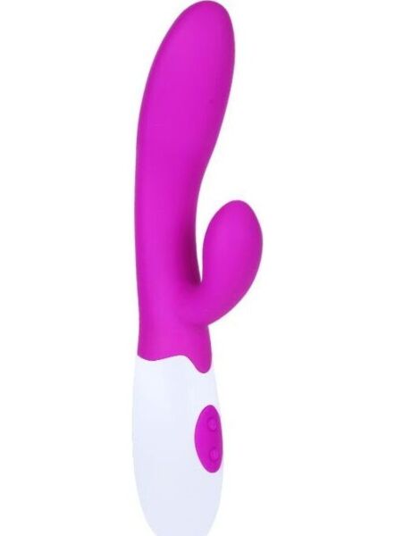 Rabbit vibrátor Pretty Love Flirtation Alvis vo fialovej a bielej farbe so zavádzacou časťou a stimulátorom klitorisu