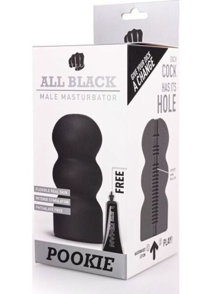 Masturbátor ALL BLACK Pookie so zaoblenými tvarmi