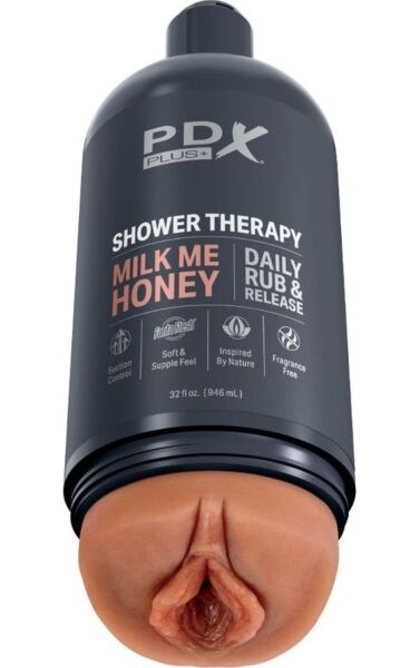 Masturbátor PDX Plus Shower Therapy Milk Me Honey v tvare fľaše šampónu