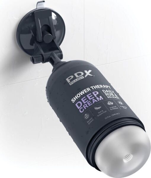 Masturbátor PDX Plus+ Shower Therapy Deep Cream v tvare fľaše šampónu