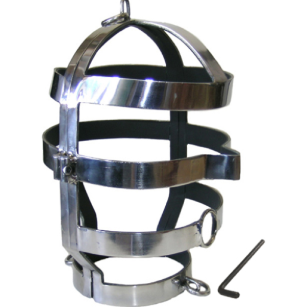 Maska BDSM Metal Hard Mask with Steel Necklace s obojkom