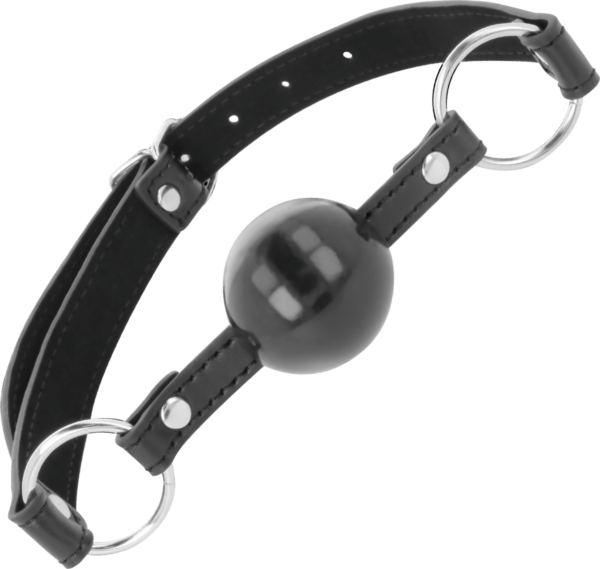 Guľový knebel Darkness Black Ball Gag, čierny, s remienkami
