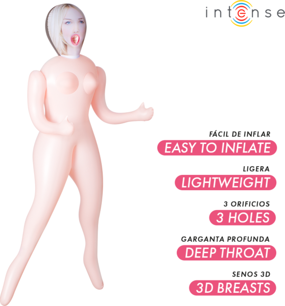 Nafukovacia bábika Intense Dolls Ingrid s tromi otvormi a 3D prsiami