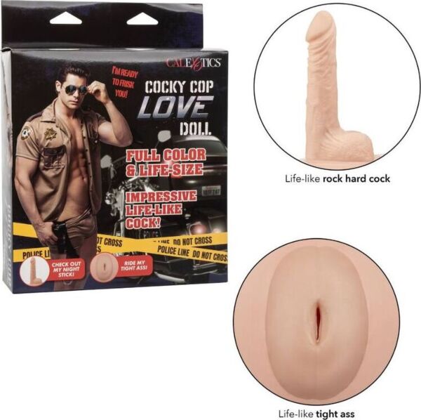 Nafukovacia bábika CalExotics Cocky Cop Love Doll, celé telo