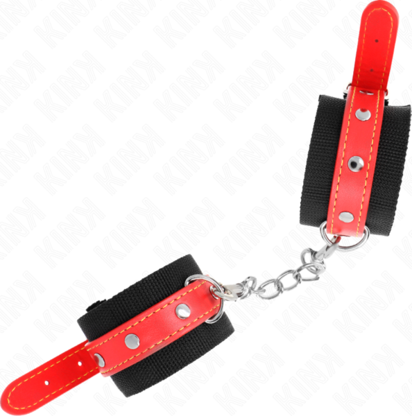Nylonové putá na zápästia Kink Wrist Restraint s červeným popruhom