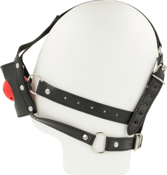 Hlavový postroj OHMAMA Open Mouth Head Harness, čierny, s guľovým gagom