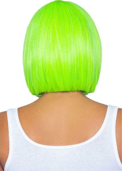 Zelená parochňa Leg Avenue Neon Bob, krátky bob s ofinou v neónovozelenej farbe
