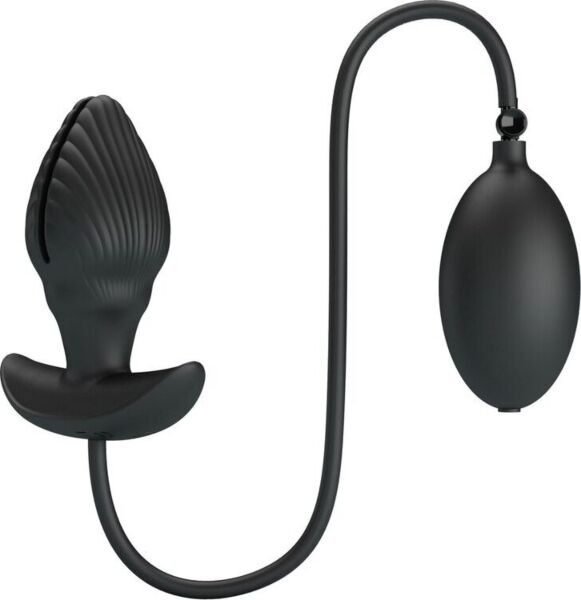 Nafukovací análny kolík Pretty Love BI-040160Q z čierneho silikónu s pumpičkou na nafúknutie