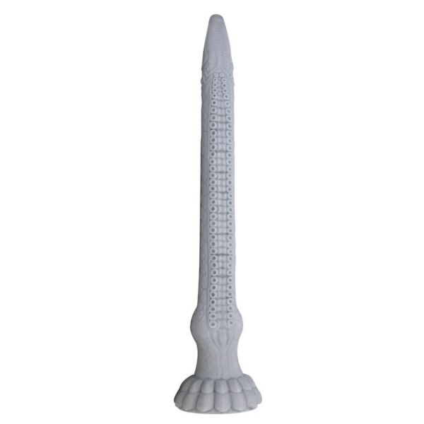 Fantasy dildo Power Monsters Basilisk zo silikónu v kamenne sivej farbe s reliéfmi a základňou s prísavkou