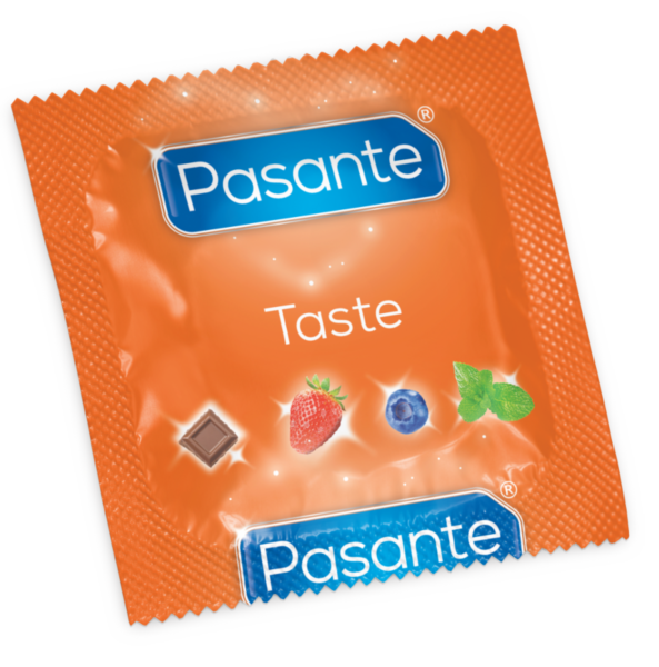 Škatuľa so 144 kondómami s príchuťou Pasante Taste