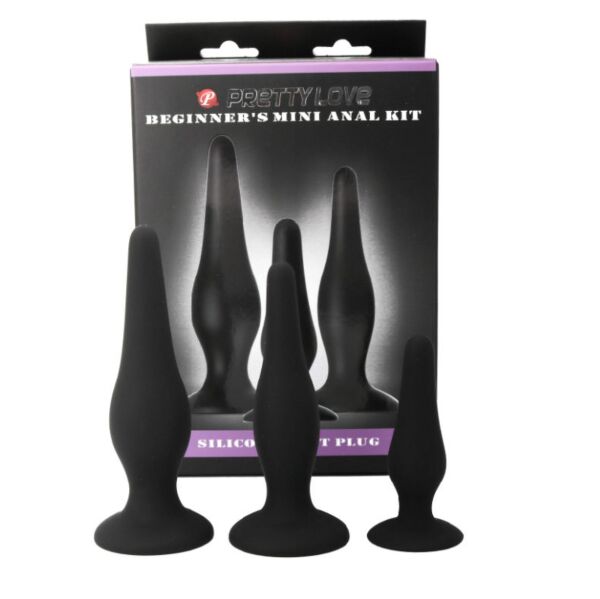 Tri análne kolíky z Pretty Love Initiation Kit vo veľkosti malý, stredný a veľký