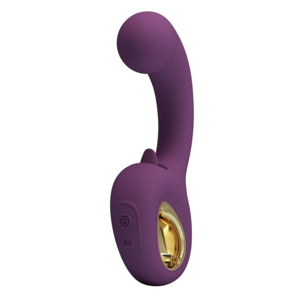 Vibrátor s dvojitou stimuláciou Pretty Love Brynnlee vo fialovej farbe s vonkajším jazýčkom