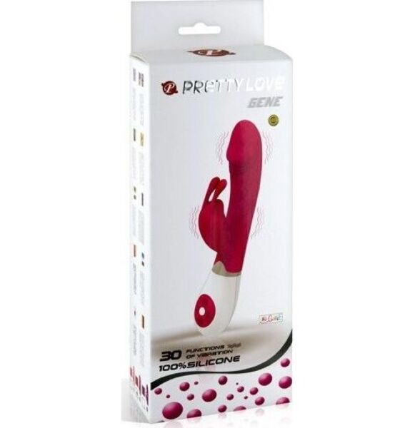 Rabbit vibrátor Pretty Love BI-014224 vo fialovej a bielej farbe s ušami na klitoris