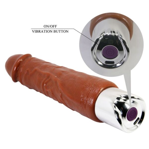 Realistický vibrátor Pretty Love PRO 23,5 cm v hnedej farbe