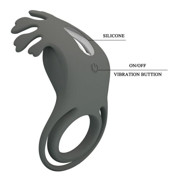 Erekčný krúžok Pretty Love Master Ring v čiernej farbe s horným stimulátorom s flexibilnými výčnelkami