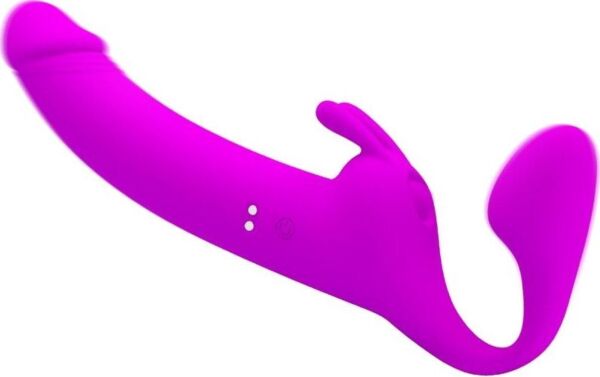 Strap-on bez postroja Pretty Love BI-040171 zo silikónu s dvoma vibračnými hlavicami
