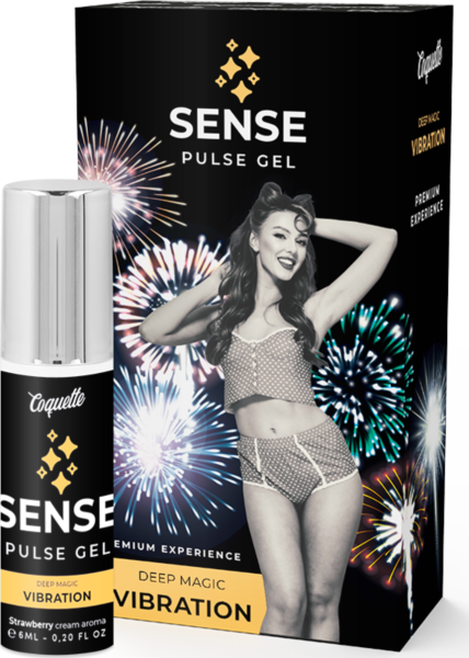 Tekutý vibrátor Coquette Chic Desire Sense Pulse Gel v obale s rozprašovačom
