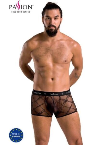 Pánske čipkované boxerky Passion 032 Short James so širokým pásom s logom