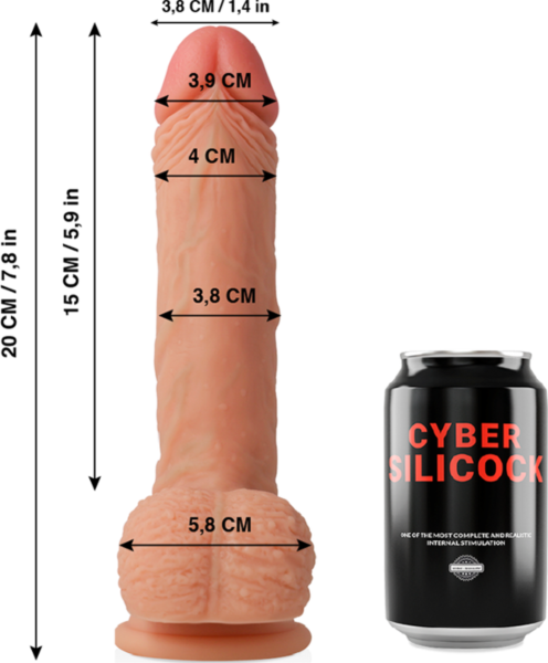 Realistické dildo Cyber Silicock Freeman 20 cm so semenníkmi a prísavkou