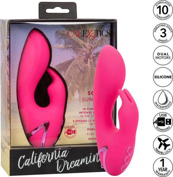 Rabbit vibrátor CalExotics So. Cal Sunshine z kolekcie California Dreaming v ružovej farbe