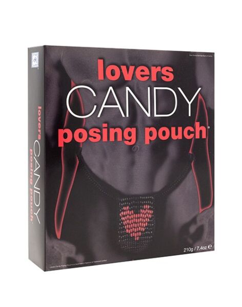 Cukríkové tanga pre mužov Lovers Candy Posing Pouch od Spencer & Fleetwood, čierne s červeným srdcom