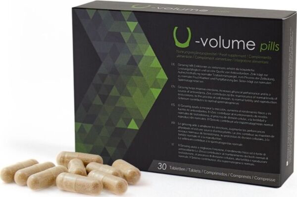Krabička doplnku stravy 500Cosmetics U-Volume Pills s tabletami