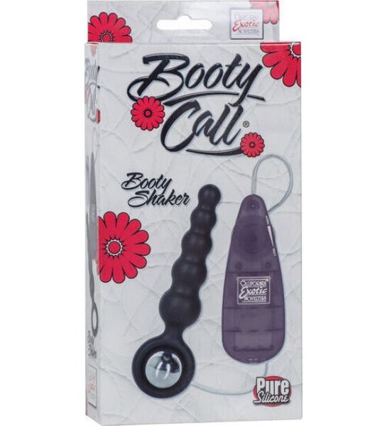 Čierny CalExotics Booty Call Booty Shaker Black so stupňovitou sondou, kruhovým držadlom, vibračným vajíčkom a káblovým ovládačom