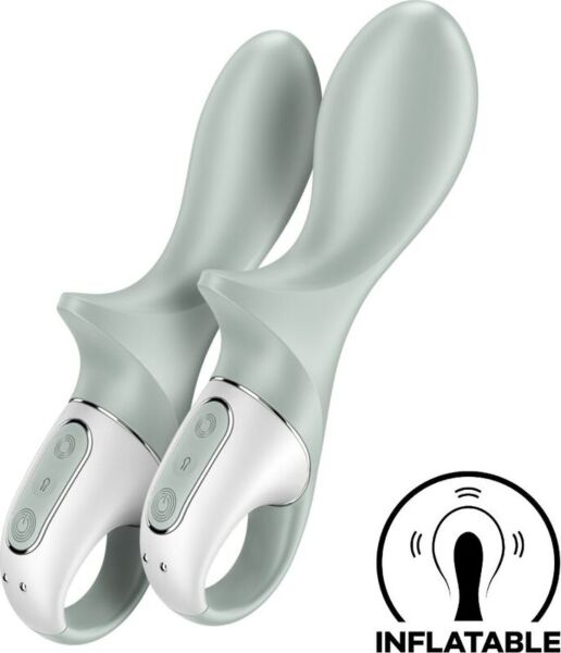 Nafukovací análny vibrátor Satisfyer Air Pump Booty 3 v zelenej farbe s pridržiavacím krúžkom