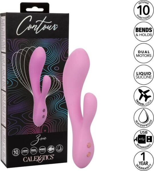 Rabbit vibrátor CalExotics Contour Zoie so zahnutou časťou a stimulátorom klitorisu