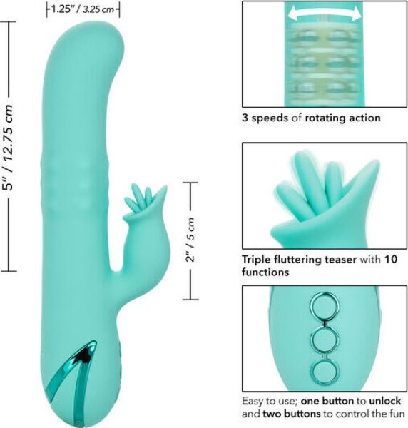 Rabbit vibrátor CalExotics Bel Air Bombshell s rotačným hriadeľom a vonkajším stimulátorom