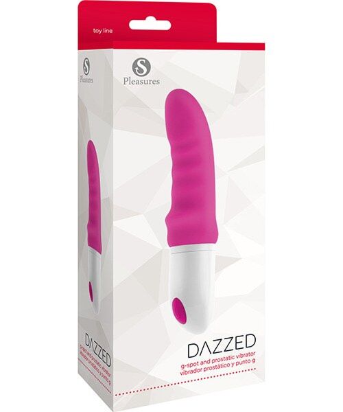 Vibrátor S Pleasures Dazzed Pink v ružovej a bielej farbe s vlnitým driekom
