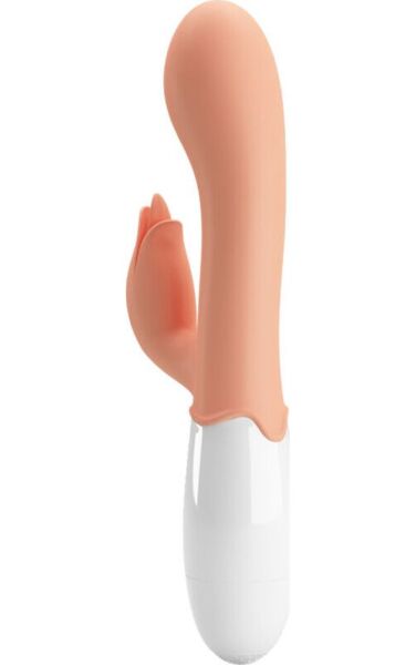 Vibrátor G-bodu Pretty Love BI-014961R v telovej farbe so stimulátorom klitorisu v tvare kvetu