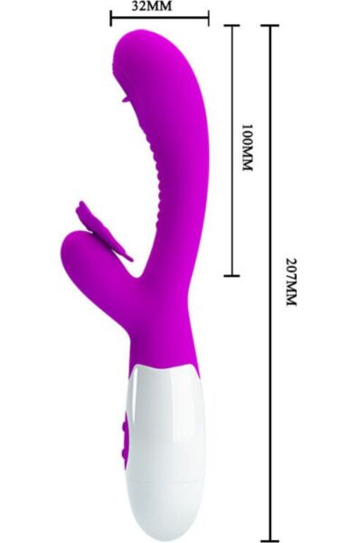 Rabbit vibrátor Pretty Love BI-014943 s hlavicou a stimulátorom klitorisu v tvare motýlika