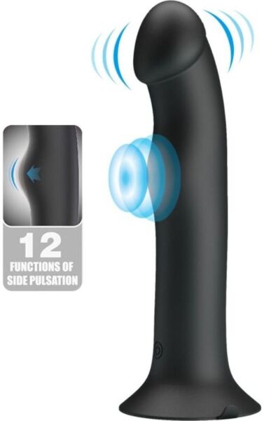 Vibrátor Pretty Love BI-014952 z čierneho silikónu s falickou hlavicou a základňou s prísavkou