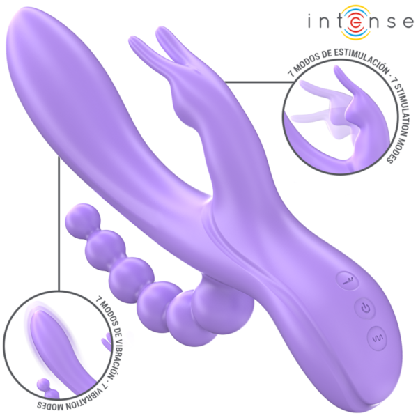 Vibrátor Intense Miko, typ rabbit s ďalším análnym ramenom