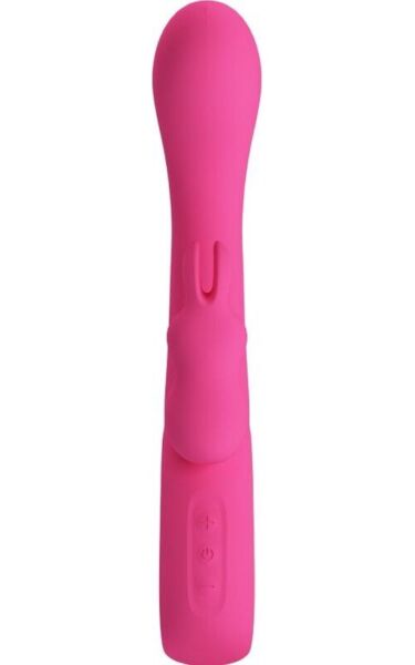 Rabbit vibrátor Pretty Love BI-300087 zo silikónu so striebornou rukoväťou