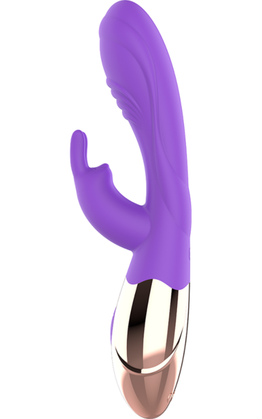 Rabbit vibrátor Womanvibe Viora v zlatej a fialovej farbe