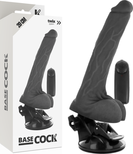 Realistický vibrátor Basecock 20 cm s prísavkou a ovládačom s káblom