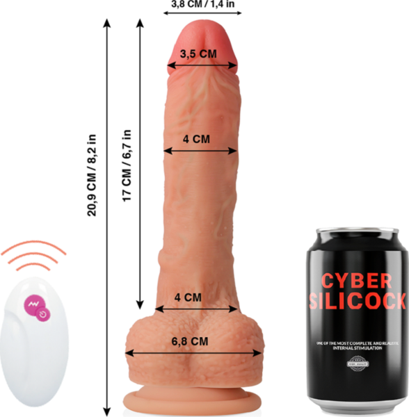 Realistické dildo Cyber Silicock Master Huck so žilami, žaluďom, semenníkmi a základňou s prísavkou
