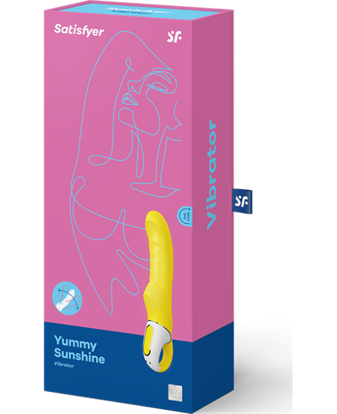 Vibrátor na G-bod Satisfyer Yummy Sunshine, žltý, zahnutý a s ryhovaným povrchom