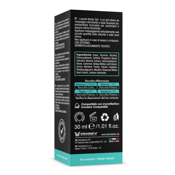 Stimulačný gél IntimateLine Vortex Gel Cooling Effect, balenie 30 ml