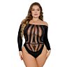Body Lace Plus Size s dlhými rukávmi a otvoreným chrbtom