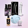Prémiová súprava pre ňu so stimulátorom Satisfyer a skleneným dildom