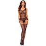 Bodystocking PASSION BS119 s kvetinovým vzorom