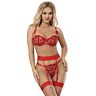 Sexy súprava bielizne SUBBLIME HEART PRINT BRA + THONG + GARTER BELT